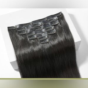 Natural Black Remy Human Hair Seamless 18 Inch Clip In Hair Extensions